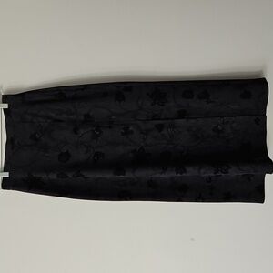 Vintage Black Floral Maxi Skirt Academia Goth Whimsigoth Size 6